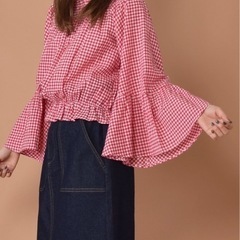 【新品】w closet ギンガムチェック トップス フリーサイズの画像