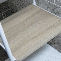 台☆超美品☆レンジ・オーブン・炊飯器台☆多目的キッチン収納☆ホワイト☆木彫☆ステンレスの画像