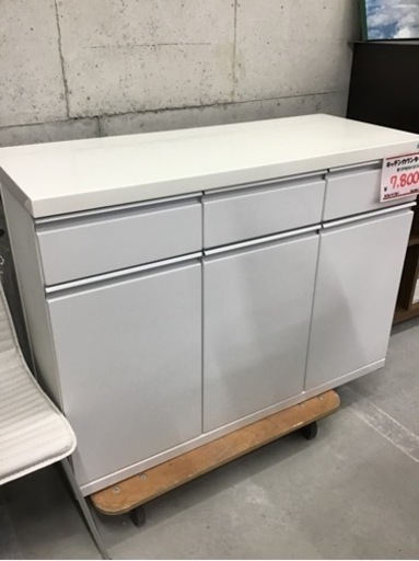 ●販売終了●キッチンカウンター　収納家具　白　中古品