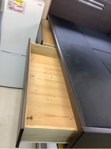 【リサイクルサービス八光　田上店　配達・設置OK】ダークブラウン 2口コンセント　収納引出し付き セミダブルベッド