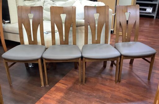 カリモク家具　Karimoku　　CT1305　ダイニングチェア　4脚　ブラウン　　中古