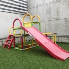 【中古】わんわん ジャングルジム 滑り台付き