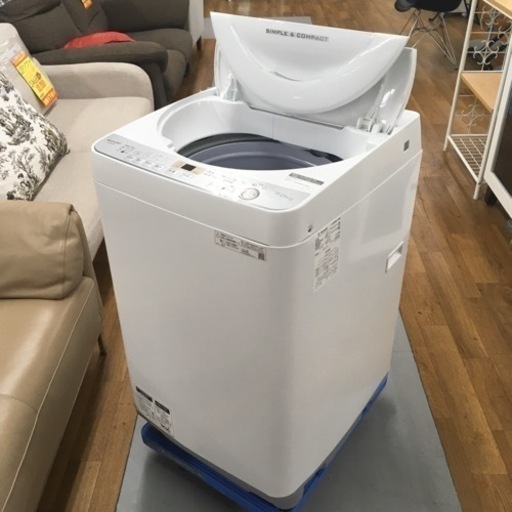 S132SHARP 全自動洗濯機 幅56.5cm(ボディ幅52.0cm) 7kg ステンレス穴なし槽 ホワイト系 ES-GE7C-W