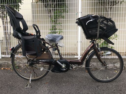 地域限定送料無料　バッテリー新品　ブリヂストン　アンジェリーノ　三人乗り　茶　ギュット　パスクルー　神戸市　電動自転車