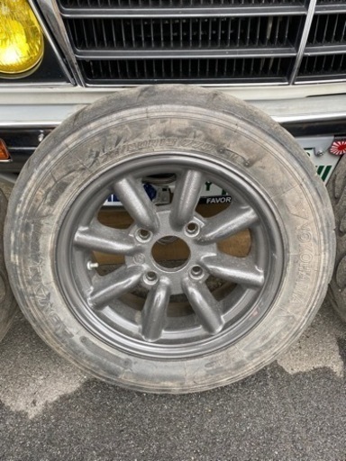 ワタナベ 旧車 13インチ 5.5J 4H 114.3 ヨコハマ ADVAN 175/60R13 セミスリック 専用ナット付き