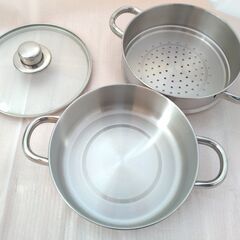 [中古]ステンレス製蒸し器　20cm