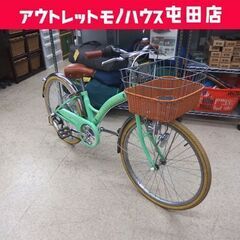 サビ多め 子供用自転車 22インチ 6段変速 ライトグリーン