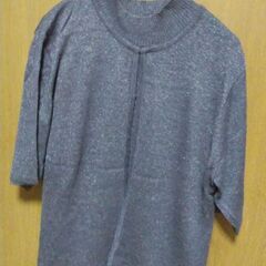 (完了)紺系ノースリーブ半袖アンサンブル　　　サイズL