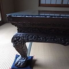 木彫り超座卓（象柄）エスニック調の画像