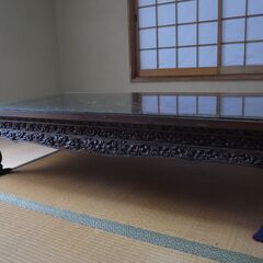 木彫り超座卓（象柄）エスニック調の画像