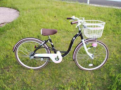 【美品】 女の子向け自転車　22インチ　内装式３段ギア　ブラウン／ピンク