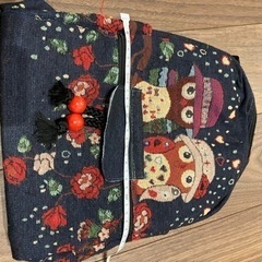 小さいリュック(デニム地、ふくろう)の画像