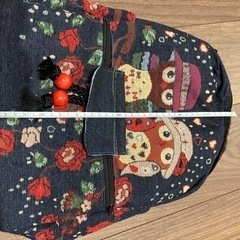 小さいリュック(デニム地、ふくろう)の画像