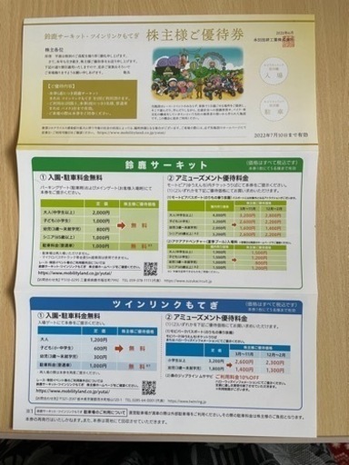 お取引先決まりました　鈴鹿サーキットor ツインリンクもてぎ優待券