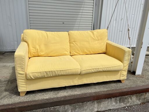 超お買い得！定価28万円 高級ブランド家具 フォルマックス formax 布張り 二人掛けソファ イエロー 幅1600×奥行800×背面高690mm エスティック E