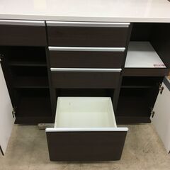 J1047 ニトリ キッチンカウンター レンジ台 クリスナ 120CT DBR ダークブラウン 1200×505×945 クリーニング済み