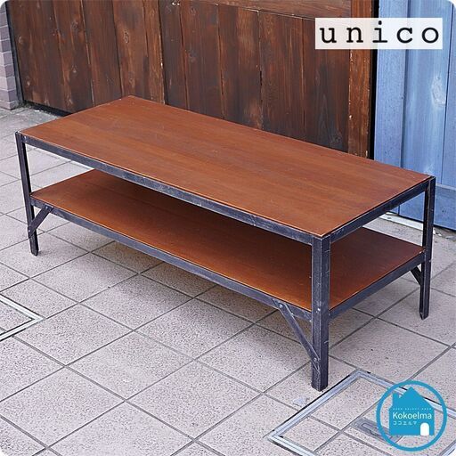 unico(ウニコ)のLUMBER-mini(ランバーミニ)シリーズのAVローボードです♪アイアンフレームにマホガニー材がポイントのインダストリアルなテレビボードはメンズライクな男前インテリアに！！CD311