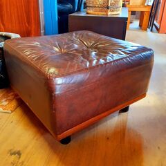 レザー調 オットマン 合皮 レトロ FUJI FURNITURE 冨士ファニチア　/TJ-0284 南の画像