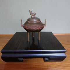 香炉　台付き　レトロ