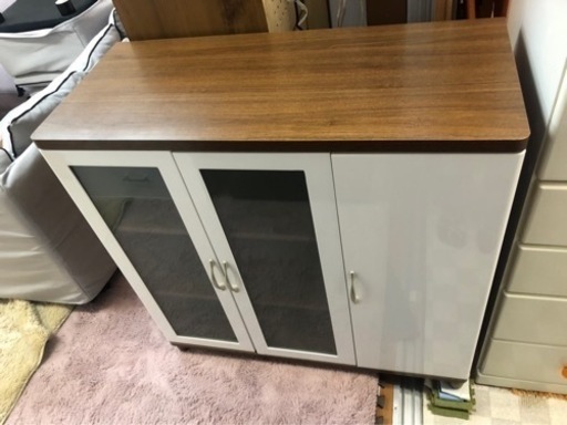 【リサイクルショップ八光　田上店】[ドウシシャ] NEO VITA ネオヴィータRQシリーズ キャビネット 3枚扉 90cm幅 ブラウン/ホワイト