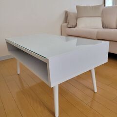 ローテーブルガラス引き出し付きの画像