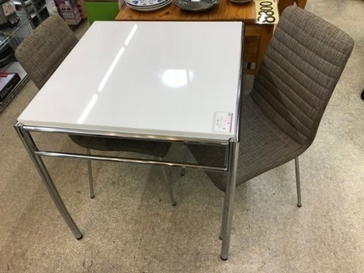 ダイニング　3点セット　天板ホワイト　アイアン