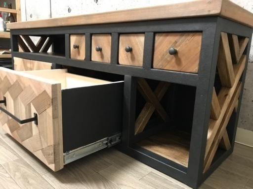 寄せ木で作るテレビ台　ハンドメイド　