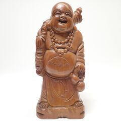 CC536 布袋尊 木彫 置物 仏像 七福神 金運 笑門来福 夫...