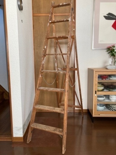 商談中:木製梯子　ヨーロッパ製　アンティーク家具