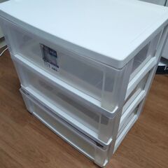 【5/4(水)にお受け取りいただける方限定】衣装ケース アイリスオーヤマ チェスト ワイド 3段 幅54×奥行40×高さ62.5cm ホワイト / クリア 白 プラスチック天板 W-543の画像