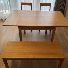 【取引中】【値下げ再投稿!!】無印良品　ダイニングセット4点　ダ...