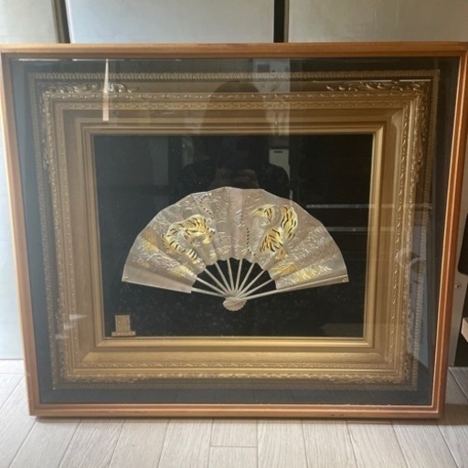 松庵　純金純銀工芸品　虎扇子　