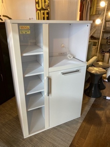 【食器棚】ホワイト　クリーニング済　配達可能　管理番号50405