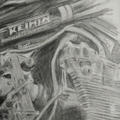 鉛筆画  バイク  SUZUKIの画像