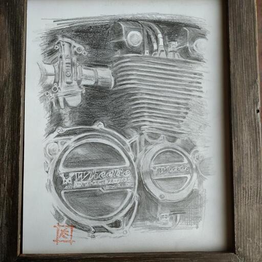 鉛筆画 エンジン