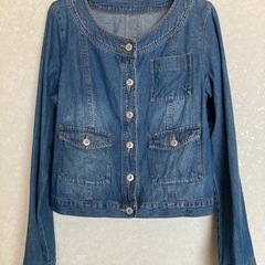 ノーカラーデニムジャケット