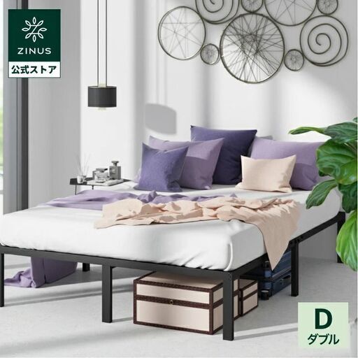ZINUS ベッドフレーム ダブル ブラック