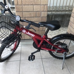 自転車　子供　16インチ　補助輪あり　ジープ　赤色　中古