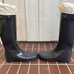 HUNTER レインシューズ レインブーツ 長靴 24cmレディース インナーソックス付の画像
