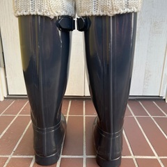 HUNTER レインシューズ レインブーツ 長靴 24cmレディース インナーソックス付の画像