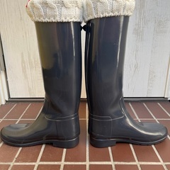 HUNTER レインシューズ レインブーツ 長靴 24cmレディース インナーソックス付の画像