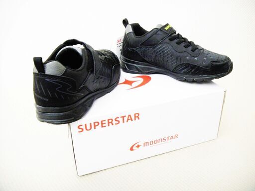 【新品未使用】ムーンスターMoonstar スーパースターSUPERSTAR バネのチカラ　男の子　子供　キッズ　ジュニア　スニーカー　通学　黒色　21.0　３E