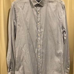 ZARA MAN ｼｬﾂ 薄青 柄 L相当 長袖 ﾒﾝｽﾞ