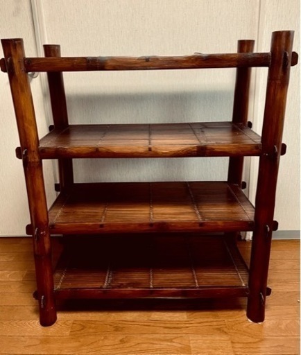 【GW値下げ】あなたの部屋が輝く！アジアン風　ウッドラック 3段 　アンティーク