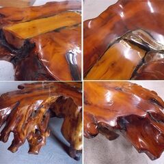 天然木 ミニテーブル 幅78cm 一枚板 無垢 輪切り 切り株 樹脂塗装 サイドテーブル 和風 家具 耳付き 札幌市東区 新道東店の画像