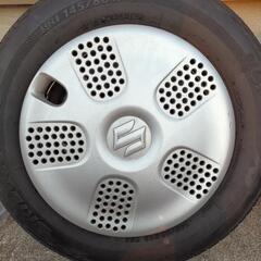 タイヤ４分山＆スチールホイール＆キャップ4本セット　SUZUKI...