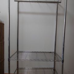 ハンガー付 メタルラック　3段　90cm×45cm×173cm　...