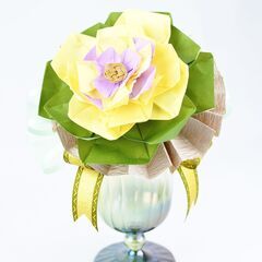 お花の折り紙ブーケ教室♥花ORIGAMIぶーけ♥葉ボタンの折り紙ブーケの画像