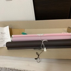【新品】小窓用ロールスクリーン2本ブラウン、ピンク