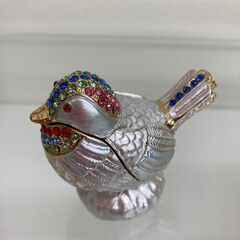 【レガストック川崎本店】PIEARTH ピィアース小鳥  クリスタルガラス付き ジュエリーボックス　ブルーの画像
